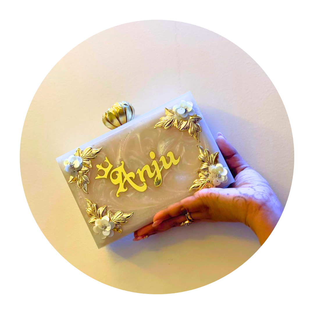 Acrylic Embellished Customised Name Clutch