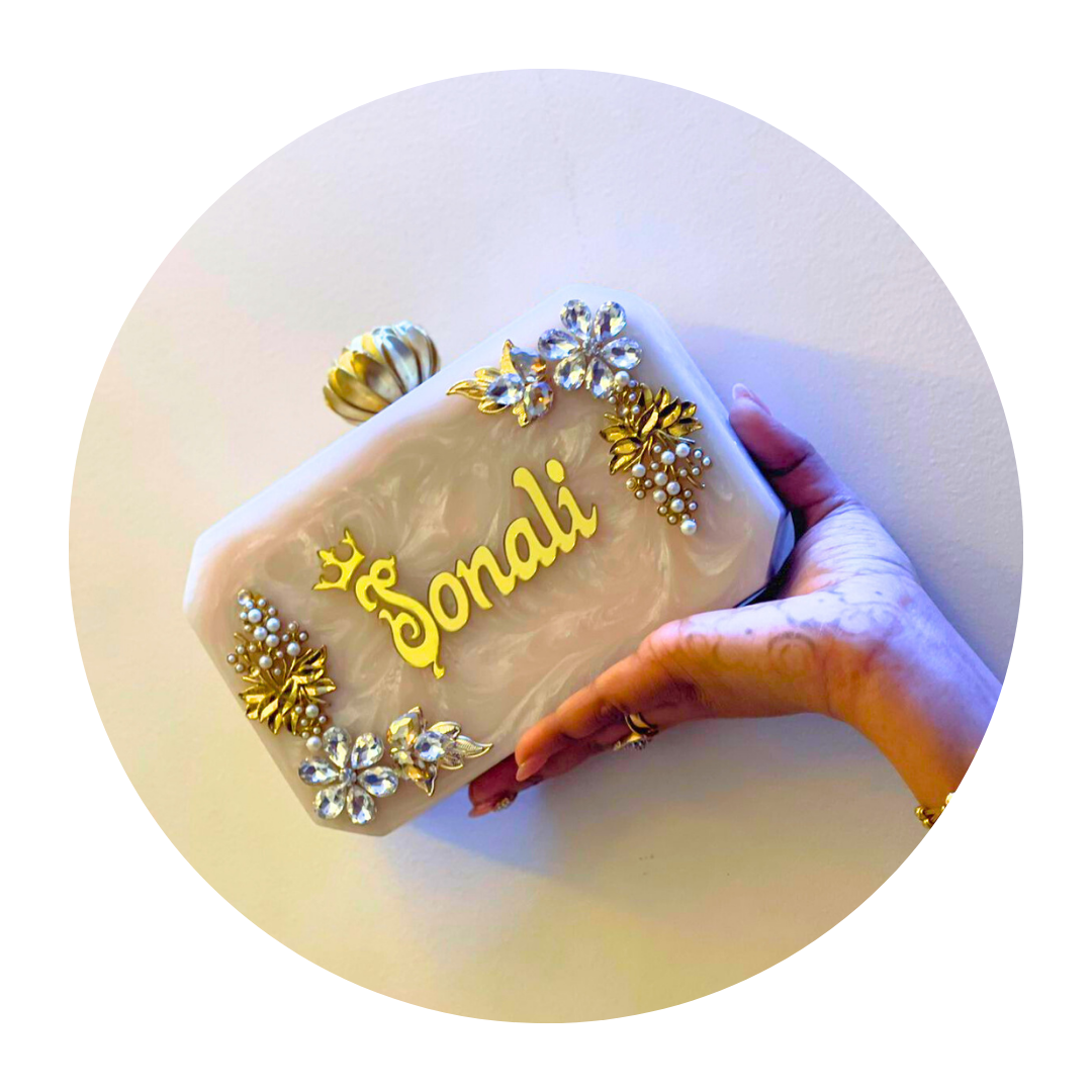 Acrylic Embellished Customised Name Clutch
