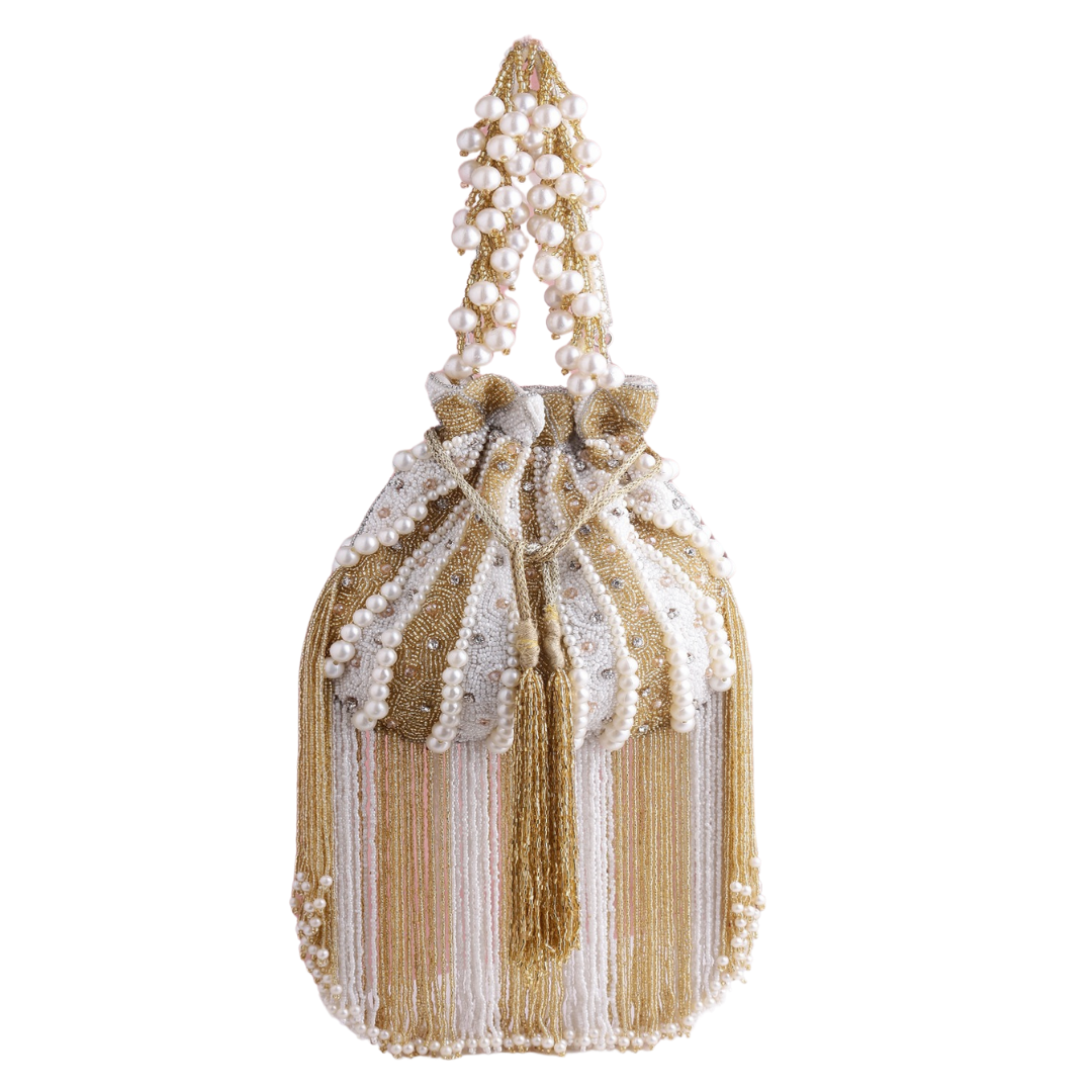 Designer Trendy Long Tassel Heavy Potli Bag for Wedding Party Wear