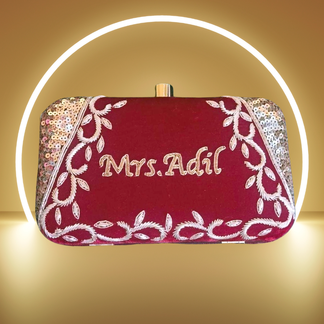 Embroidery Name Clutch