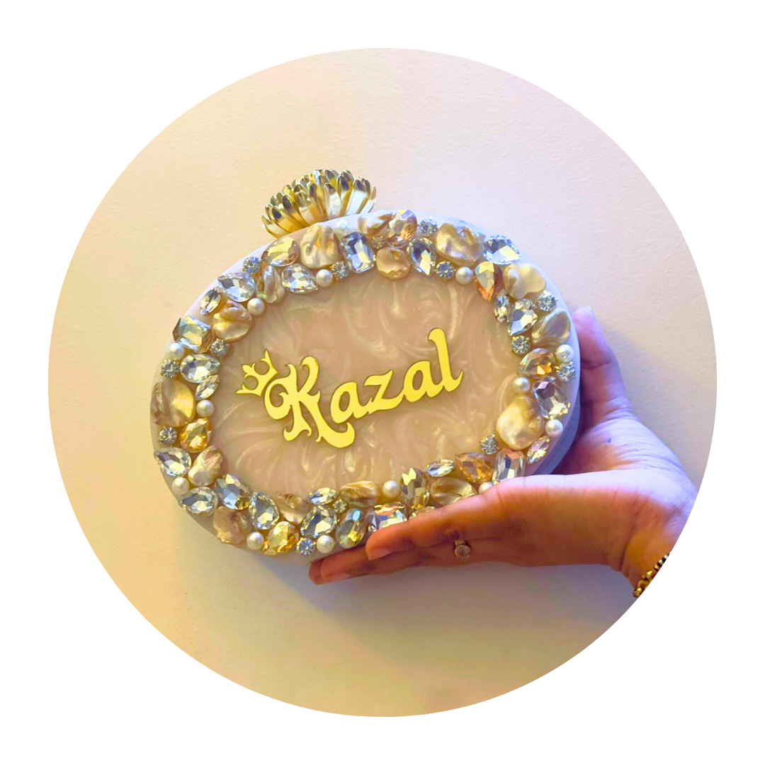 Acrylic Embellished Customised Name Clutch