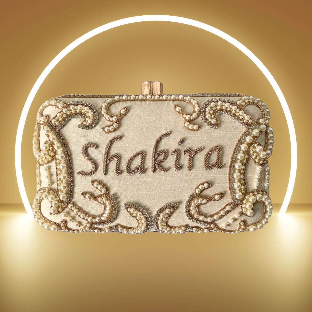 Embroidery Name Clutch