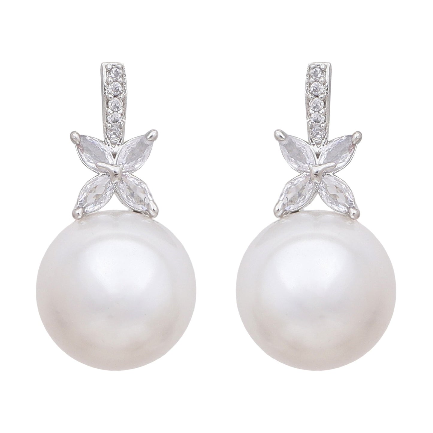 Pearl Drop Earrings for Women | Silver Finish | Wedding & Party Wear Jewellery
