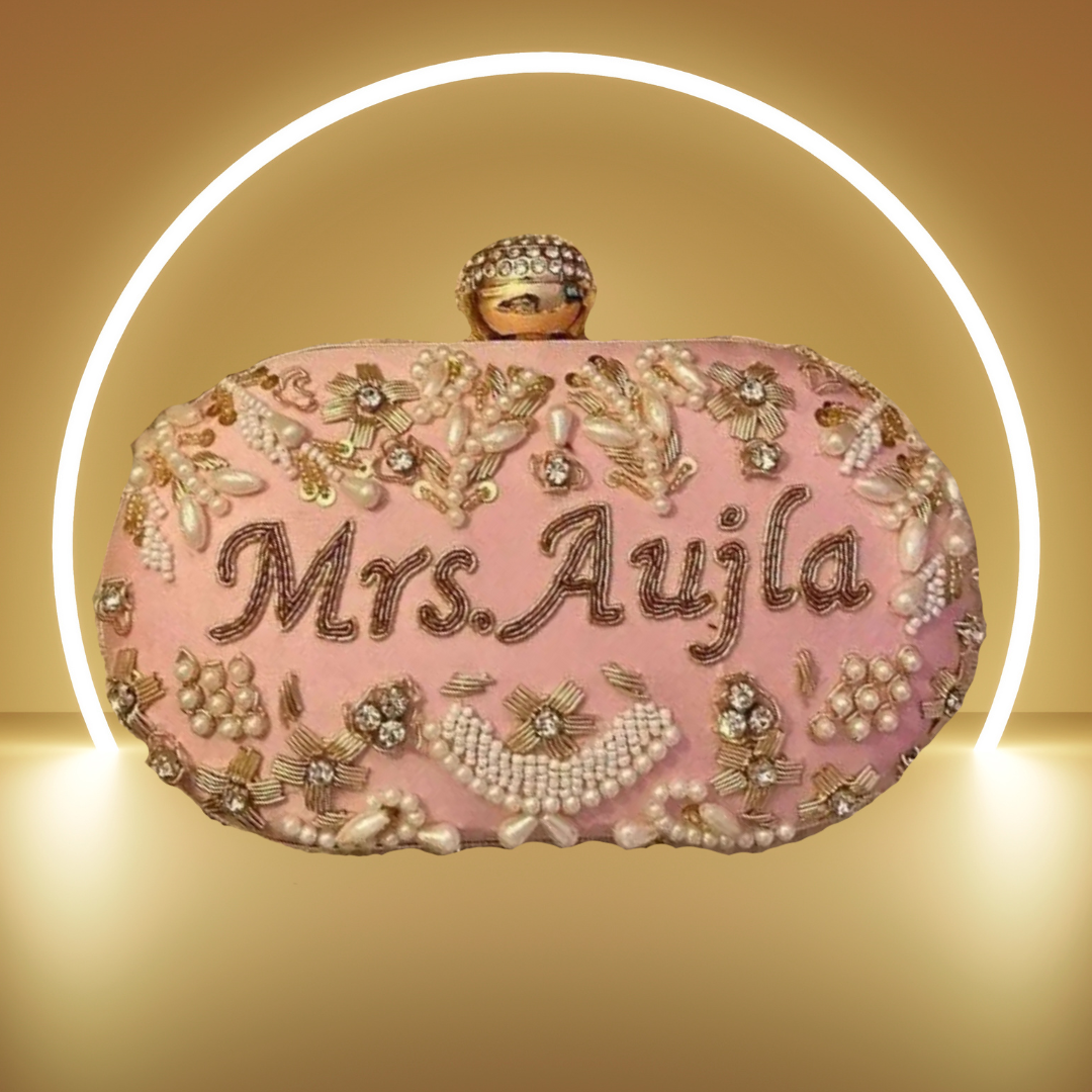 Embroidery Name Clutch