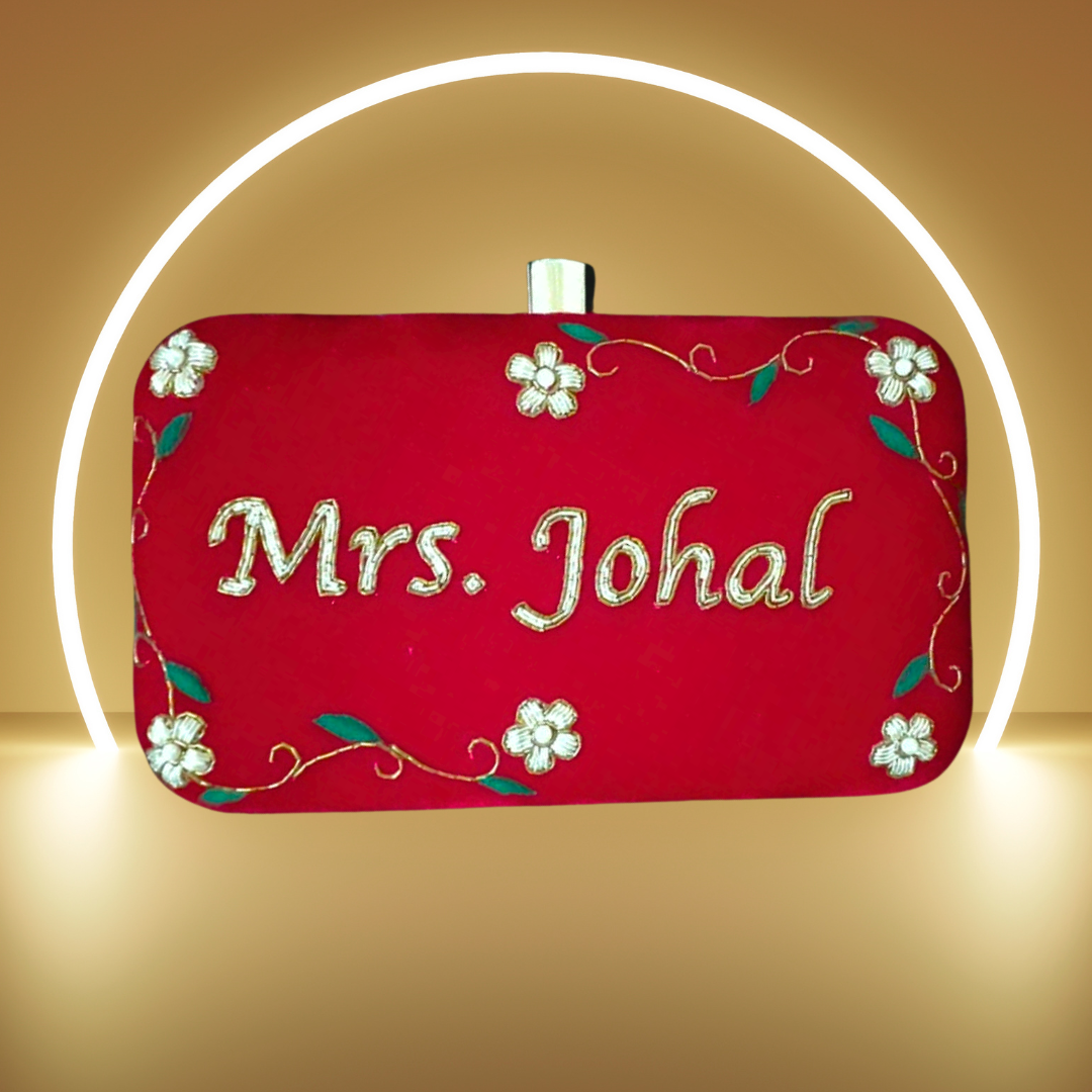 Embroidery Name Clutch
