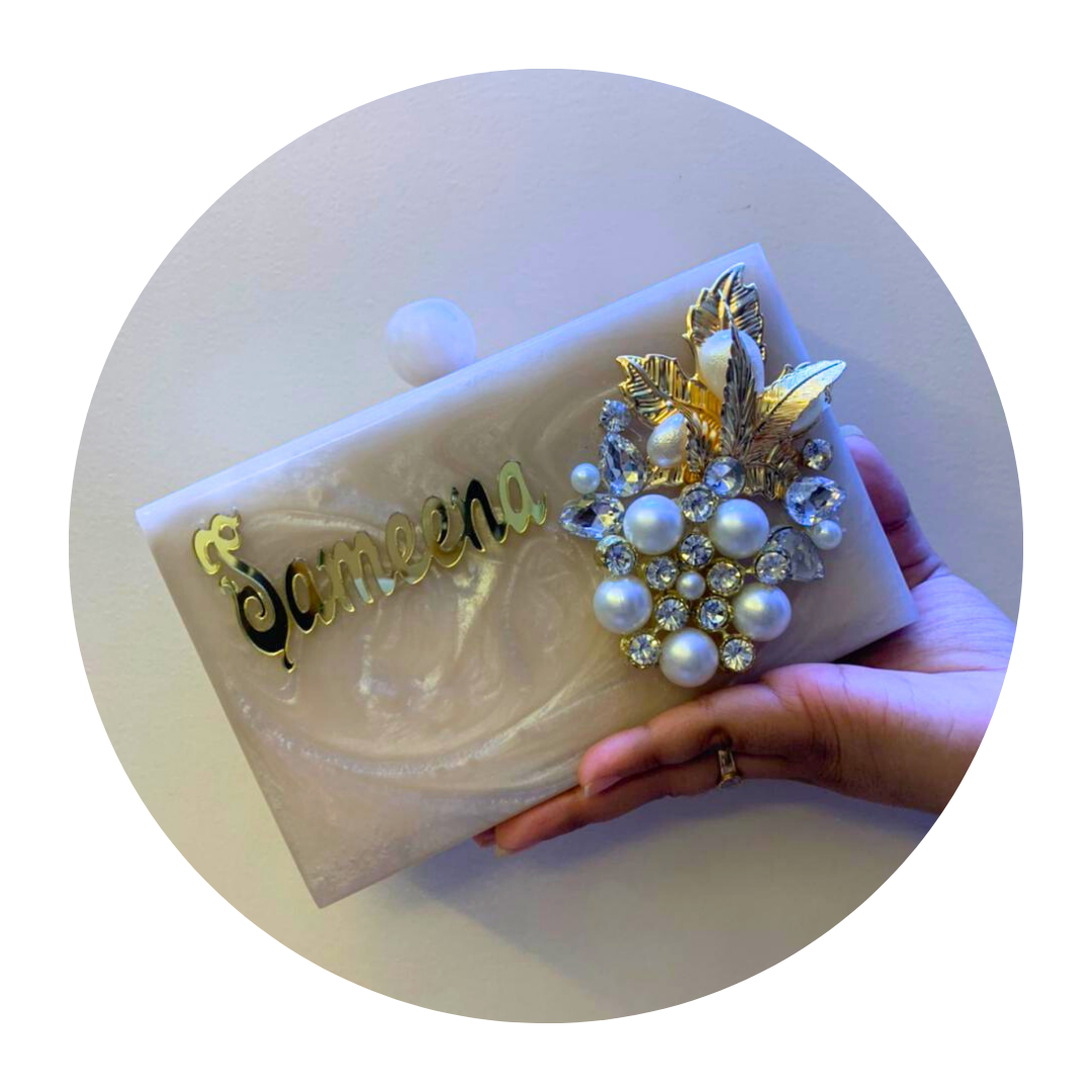 Acrylic Embellished Customised Name Clutch