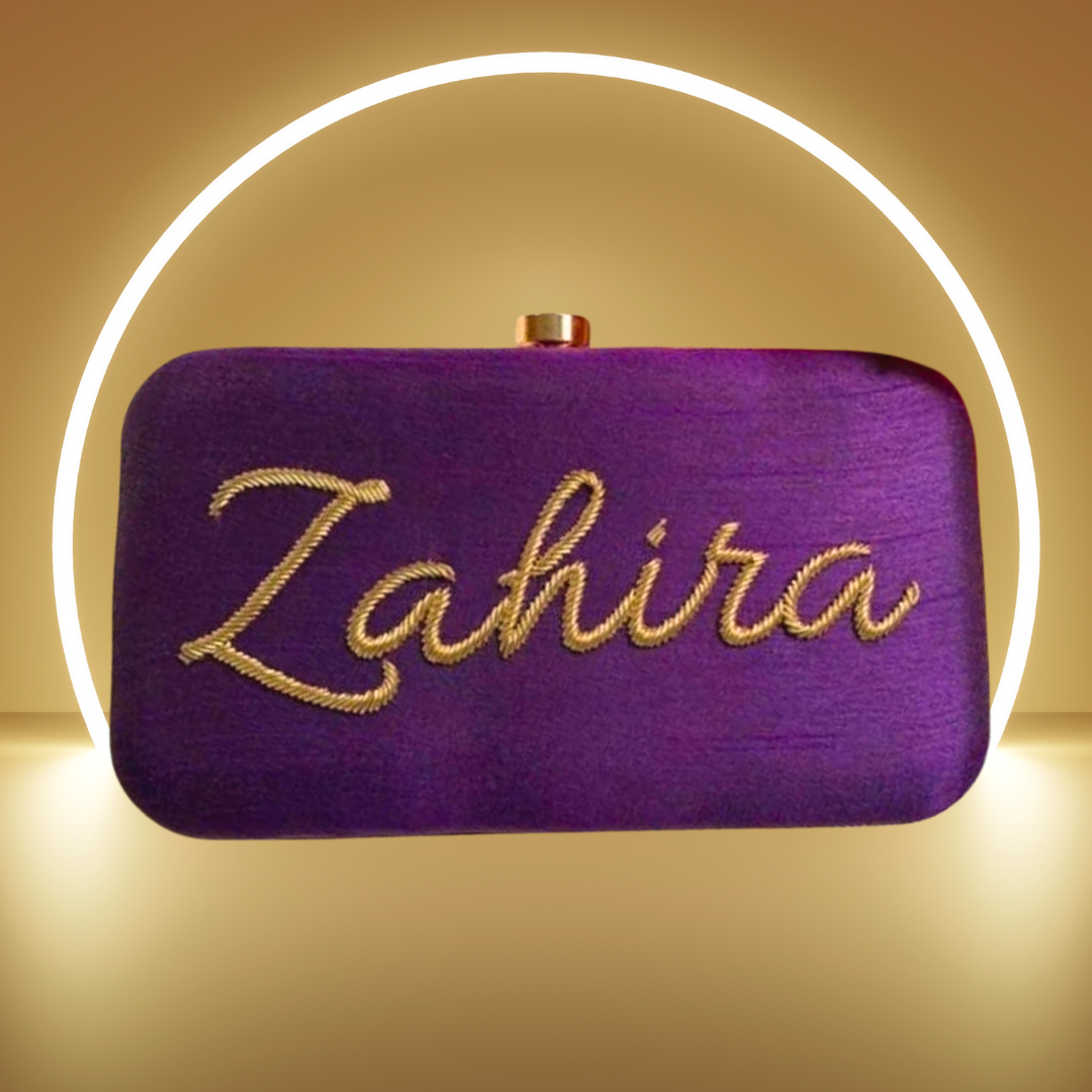 Embroidery Name Clutch
