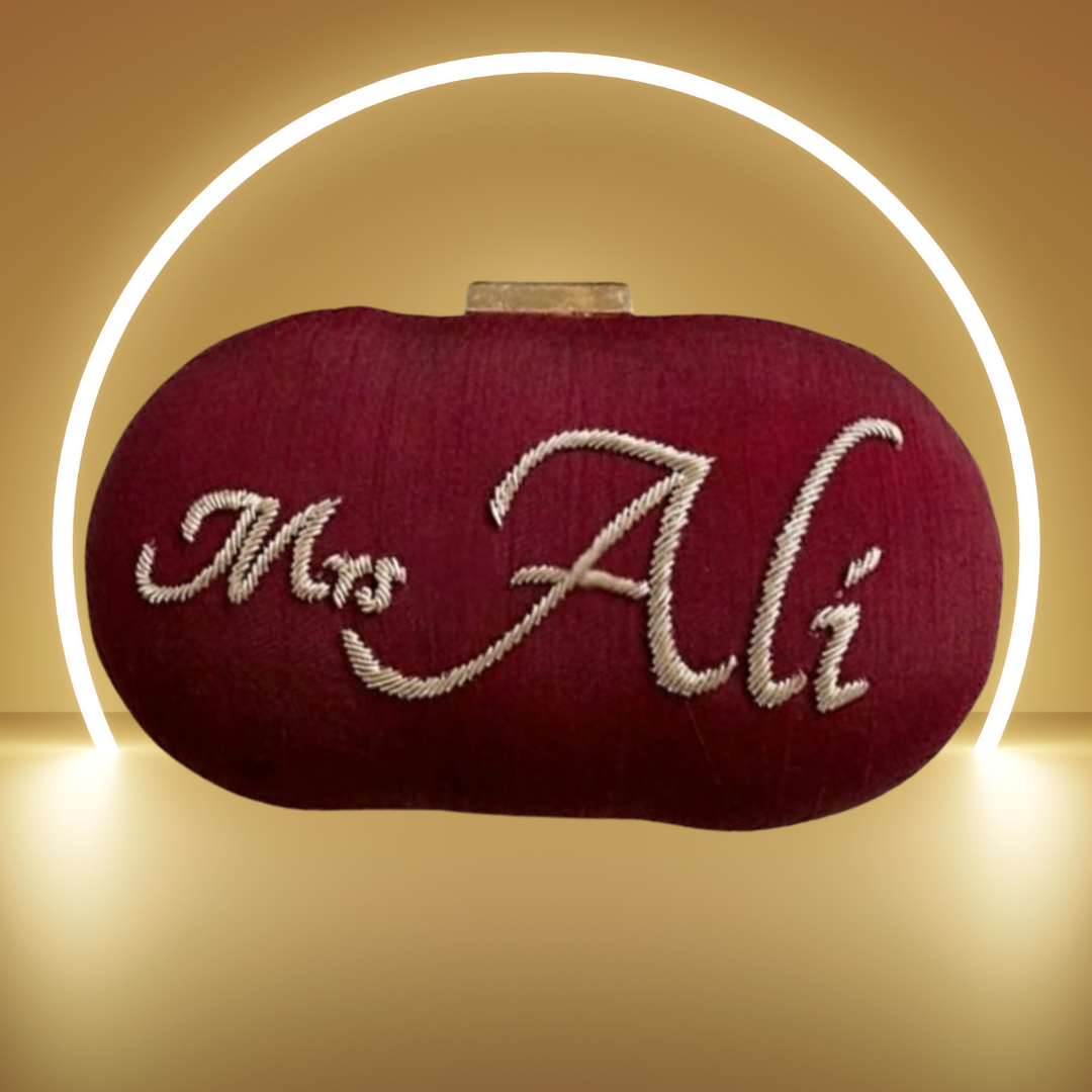Embroidery Name Clutch