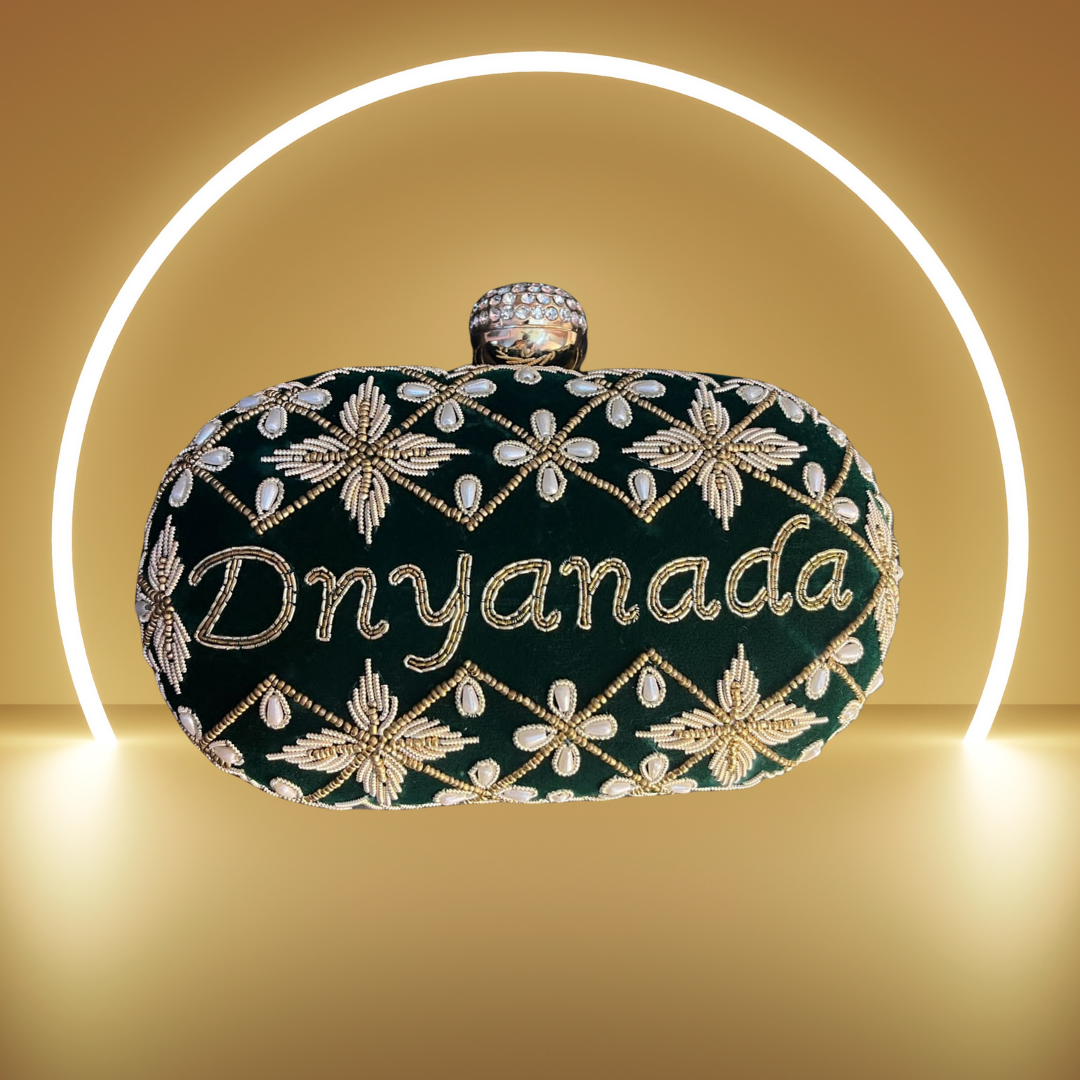 Embroidery Name Clutch