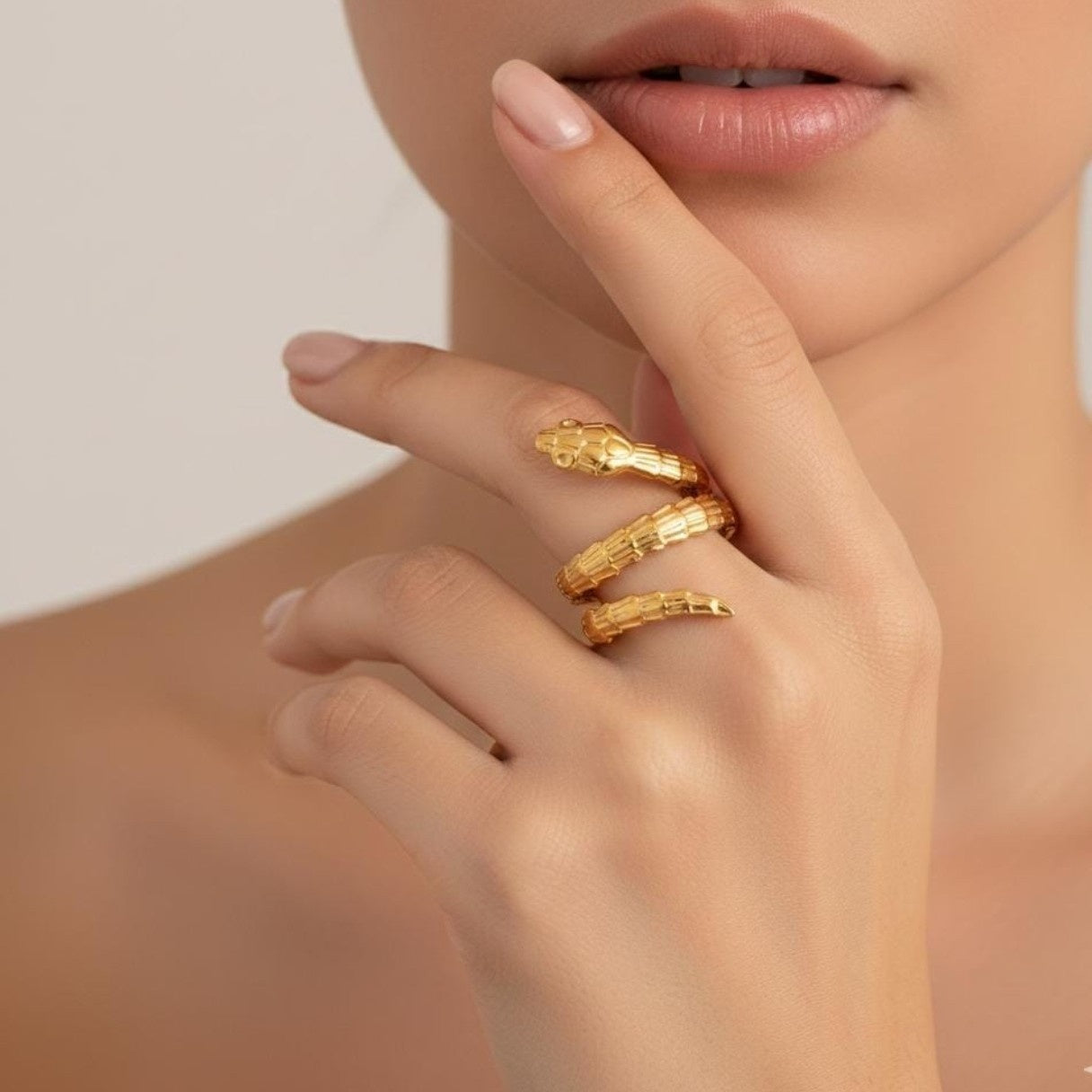 Gold Plated Korean Snake Ring