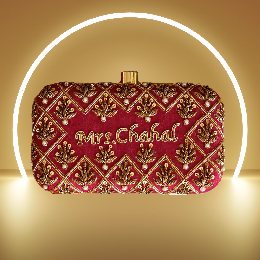 Embroidery Name Clutch