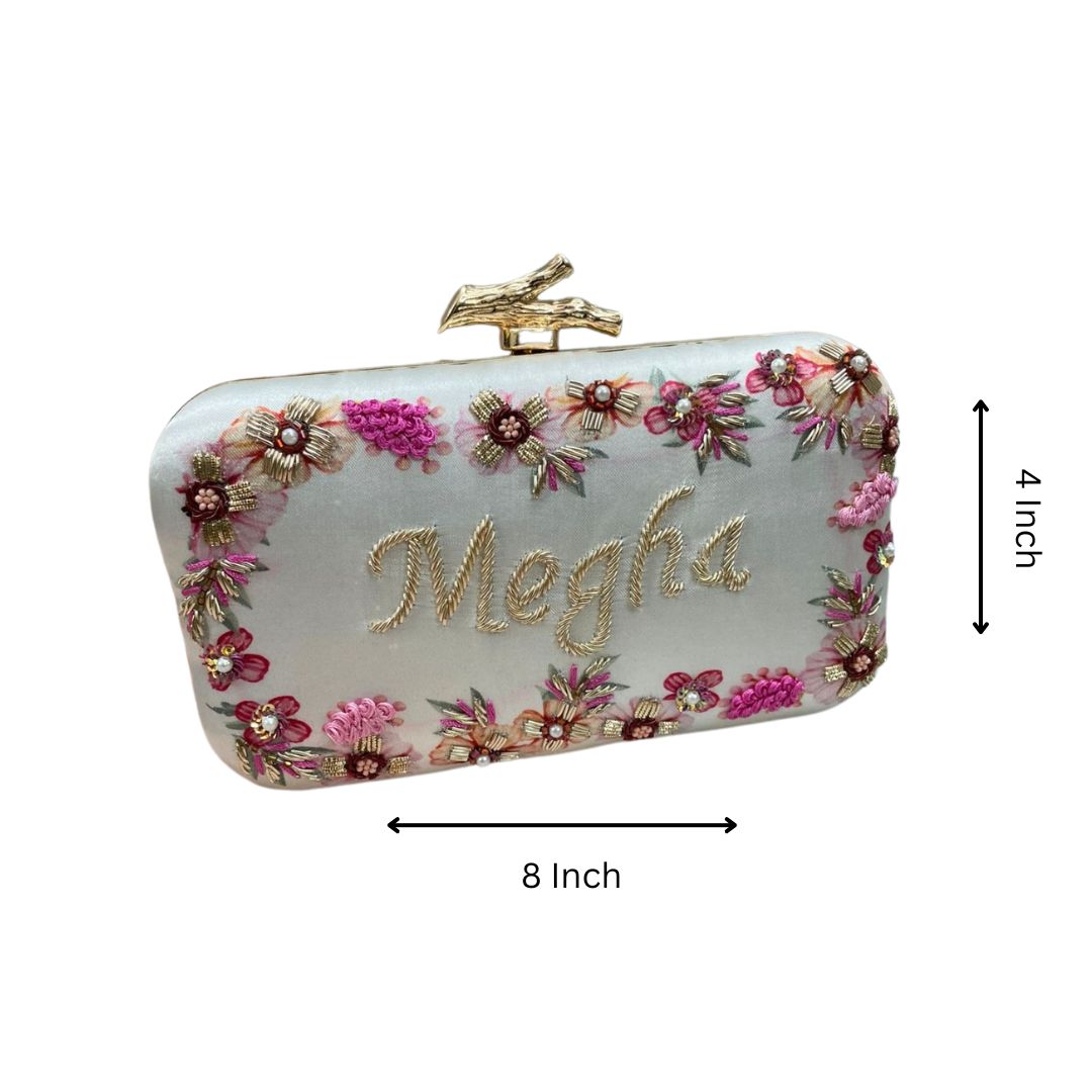 Customised Embroidery Name Women Party Clutch Bag