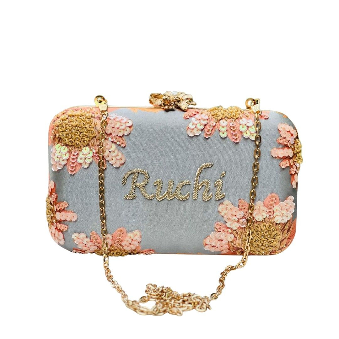 Designer Custom Clutch with Chain – Personalized Handbag Gift for Sister, Bride, Friend