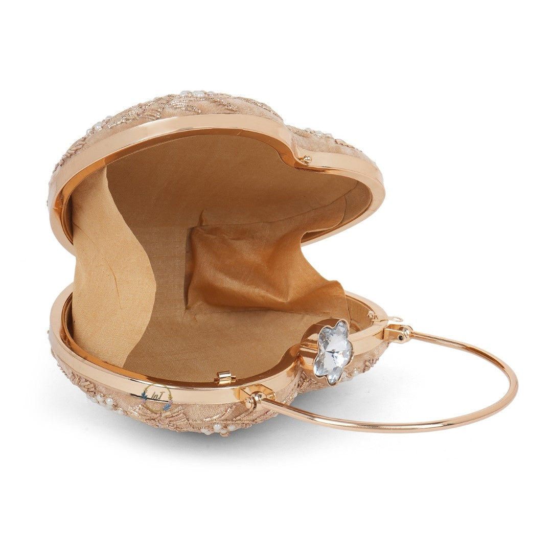 Designer Embroidered Heart Clutch Bag