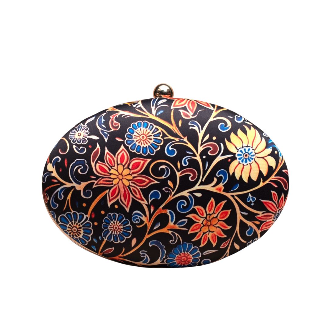 Printed Oval Box Clutch