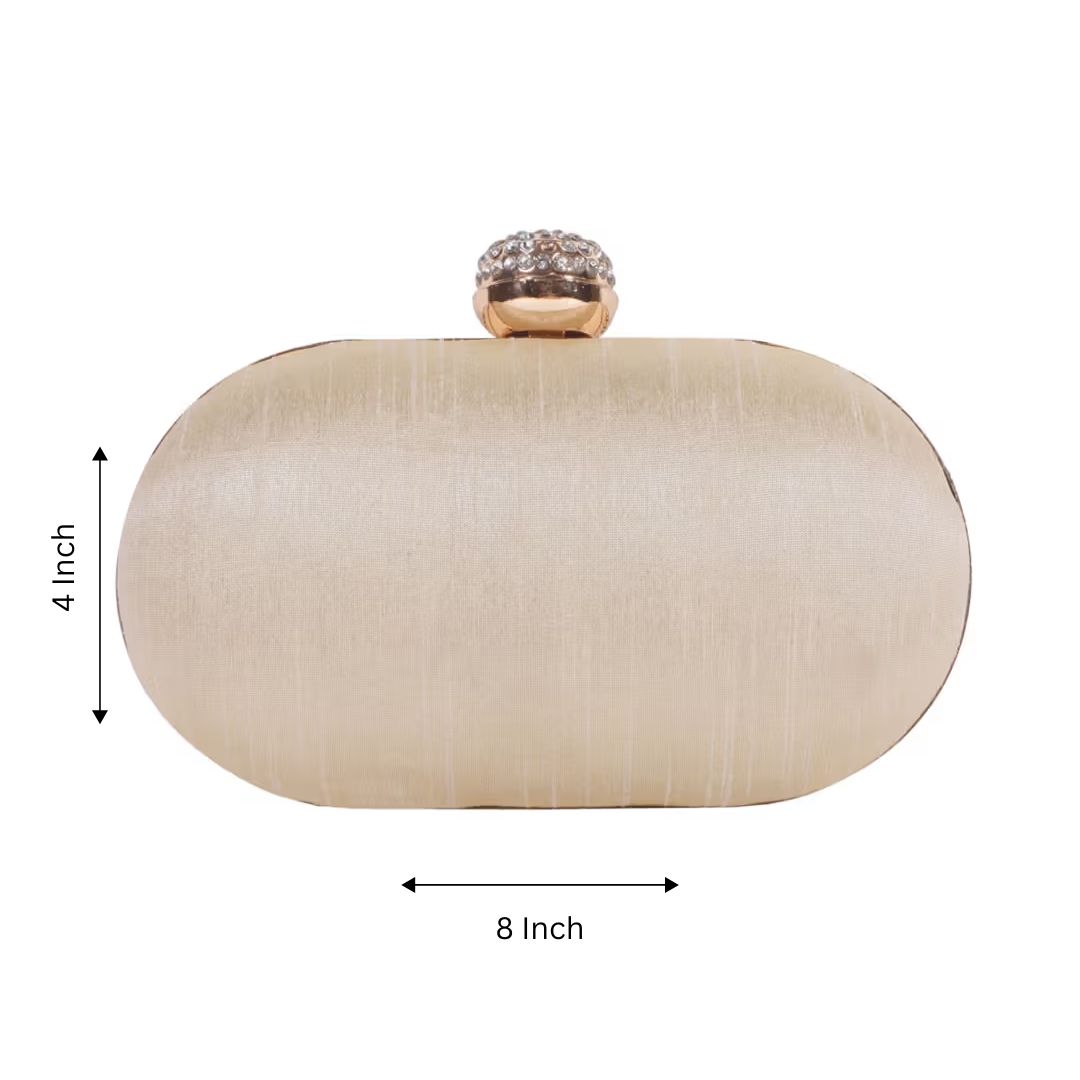 Golden Oval Embroidery Woman Clutch Bag