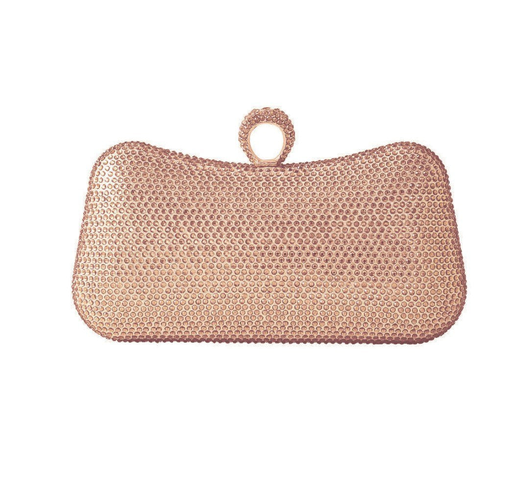 Rose Gold Crystal Rhinestone Party Clutch Bag