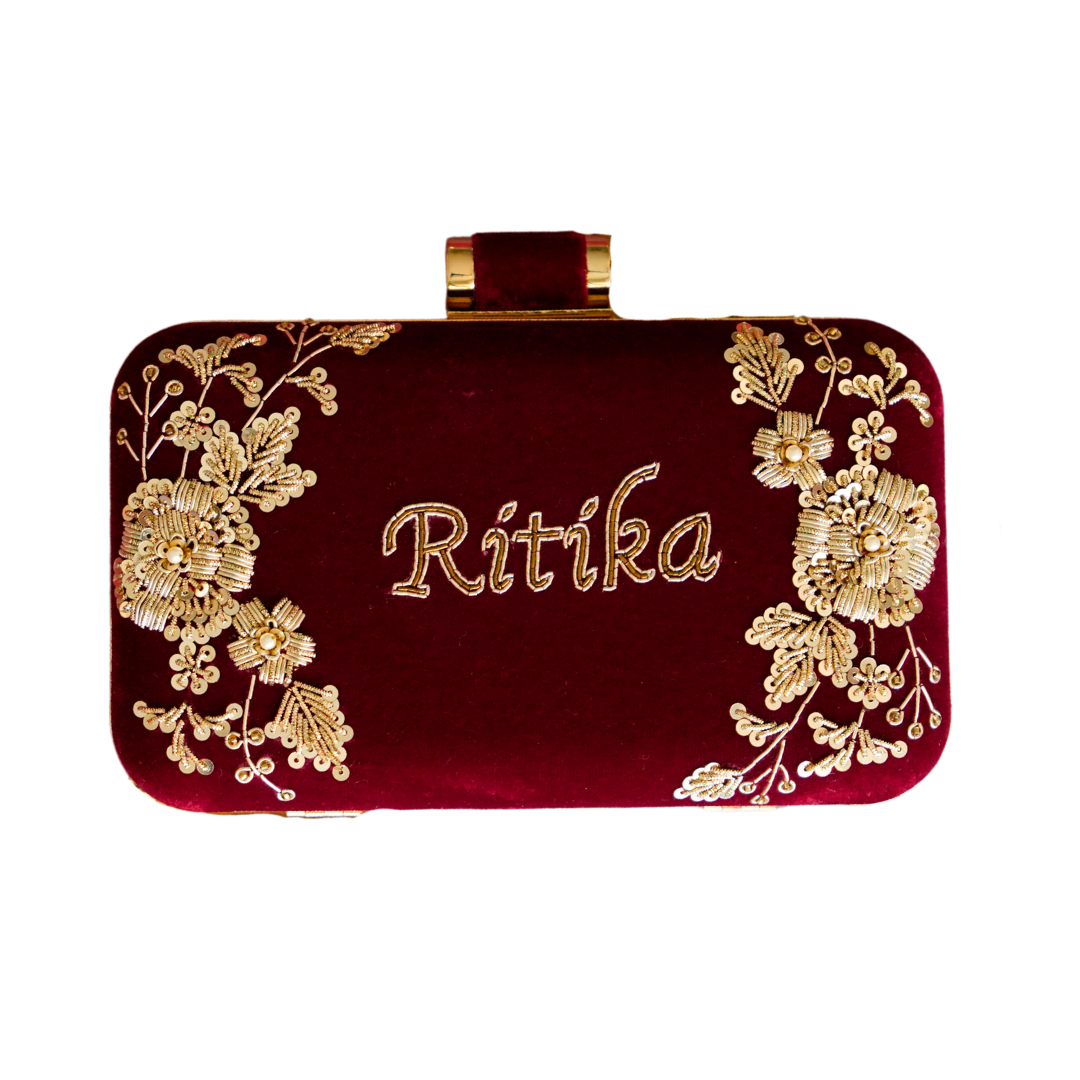 Customised Embroidery Name Women Clutch Bag