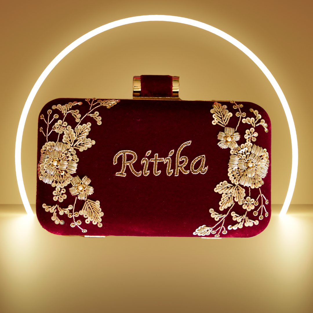 Customised Embroidery Name Women Clutch Bag