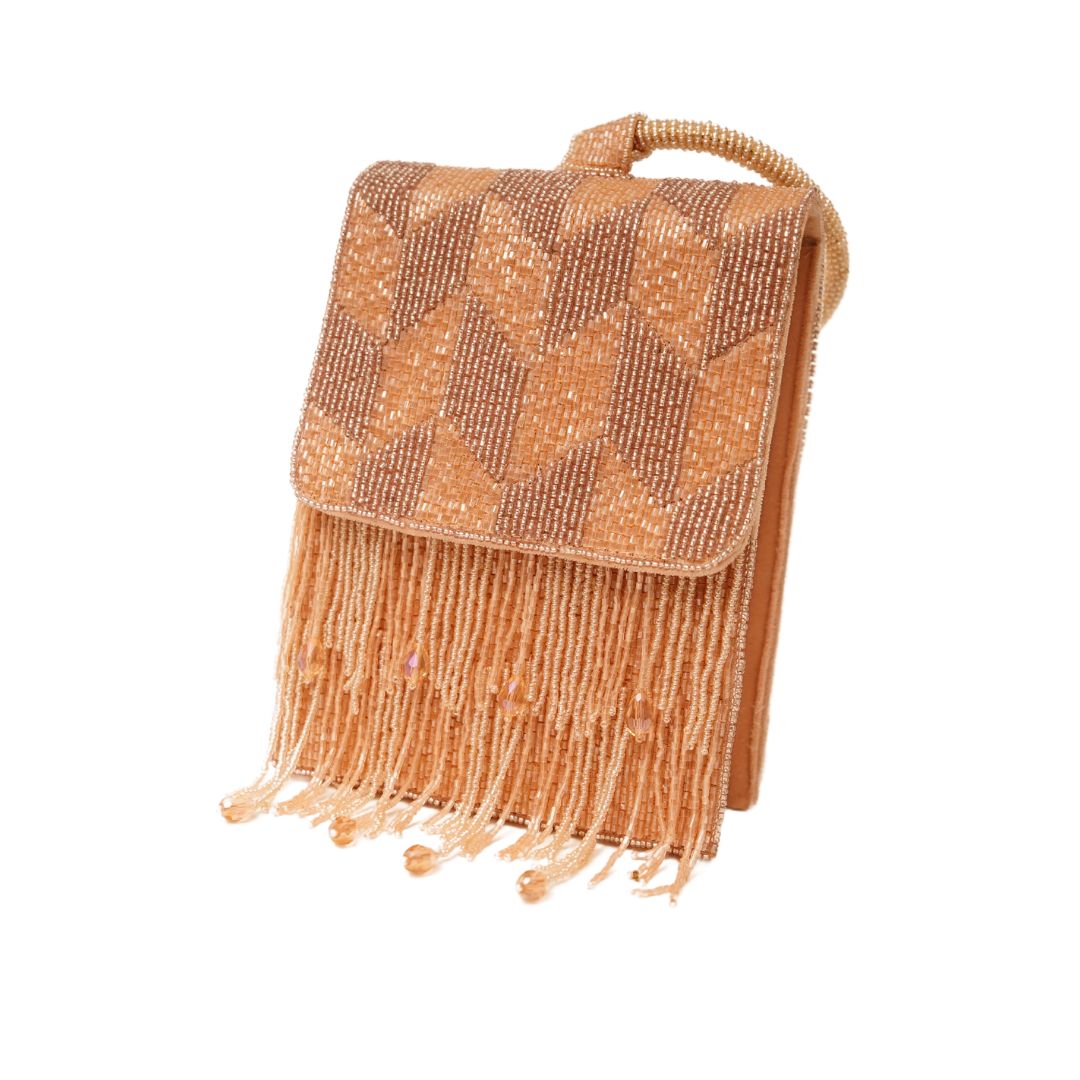 Pink Vertical Embroidery Flap HandBag with Ring Handle