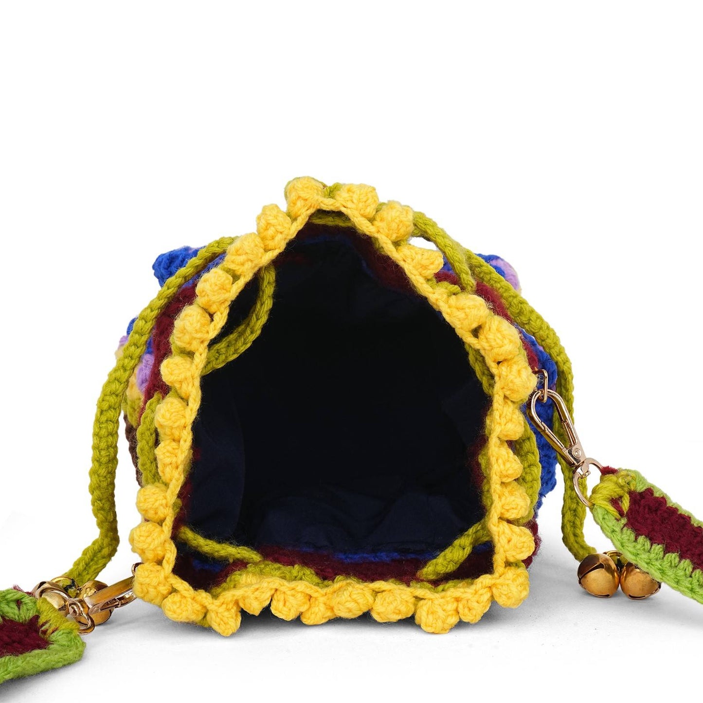 Handmade Crochet Granny Bucket Boho Bag for Women