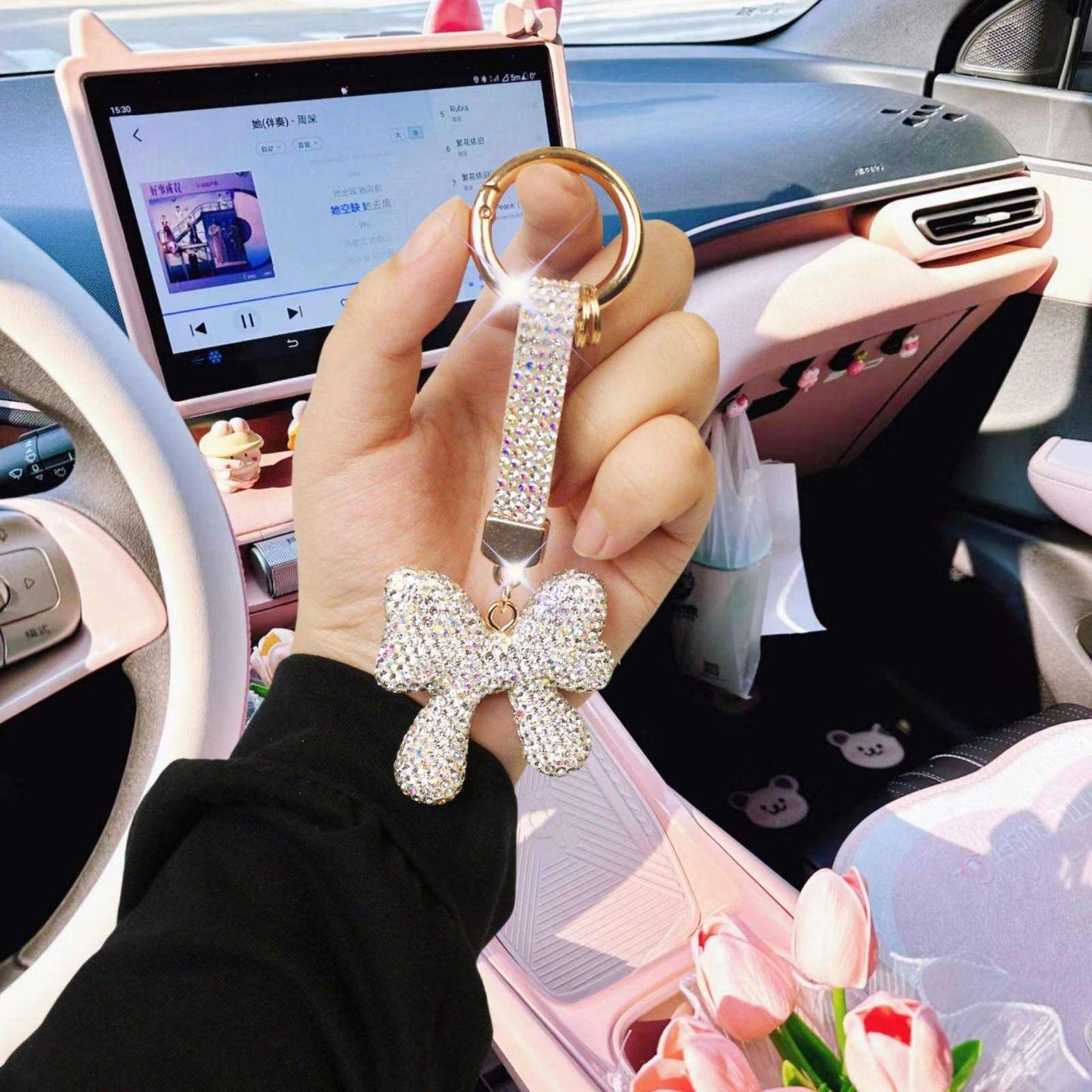 Silver Bow Bag Charm