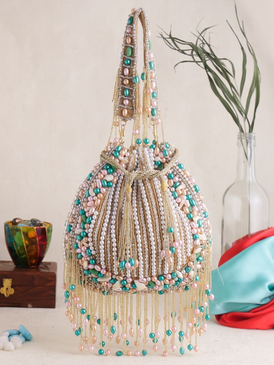 Mutlicolor Bead Embroidered Potli Bag for Traditional Wear