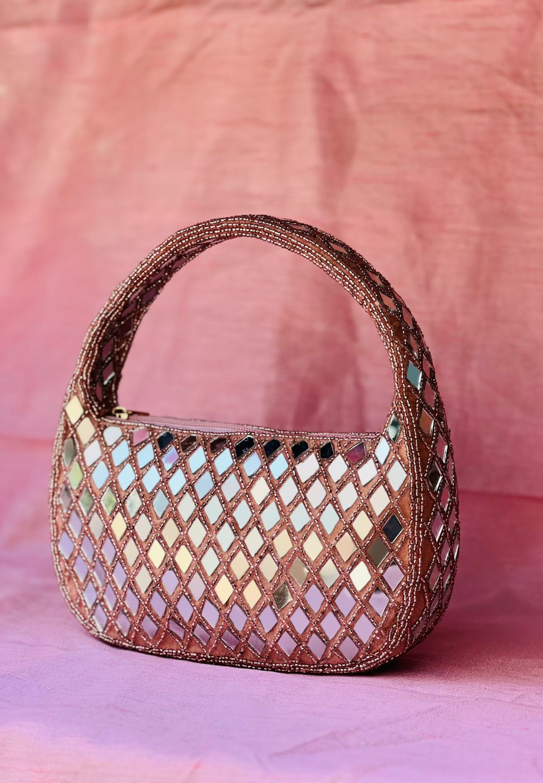 Mirror Embellished Evening Party Handbag