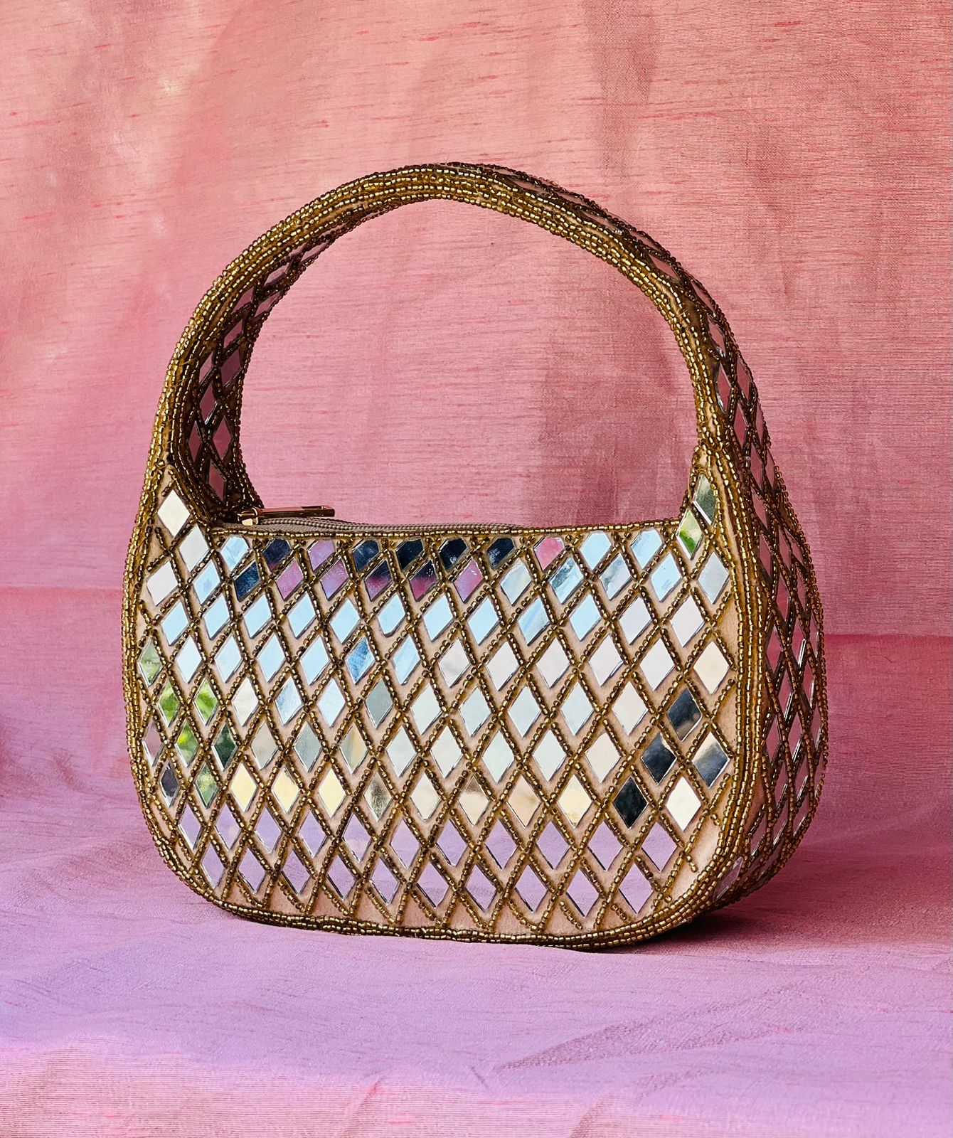 Mirror Embellished Evening Party Handbag