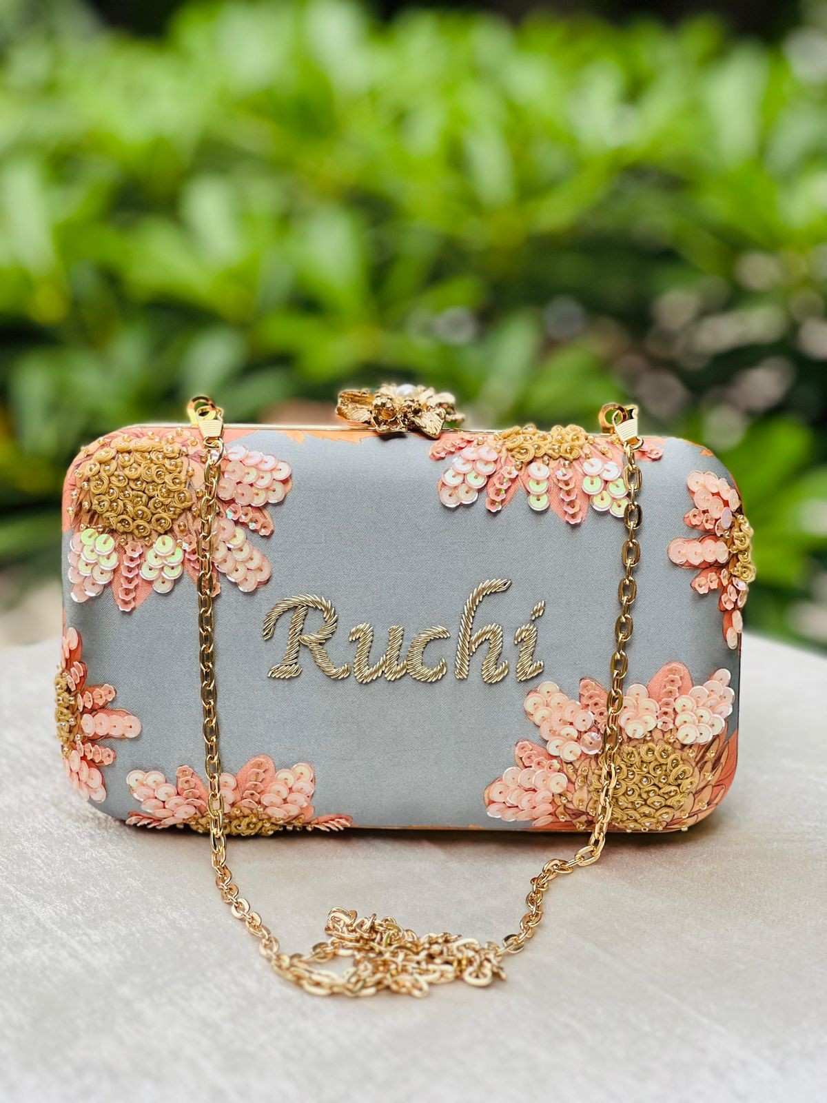 Designer Custom Clutch with Chain – Personalized Handbag Gift for Sister, Bride, Friend