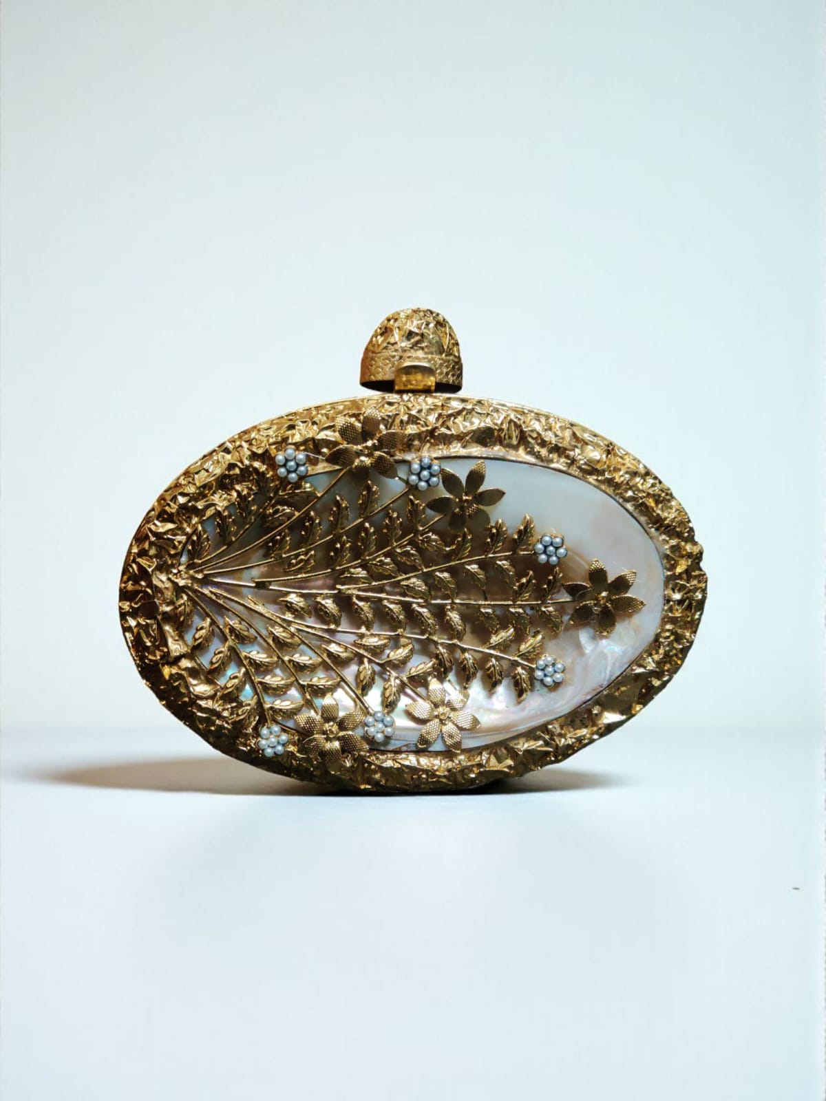 Brass Mother of Pearl Designer Clutch