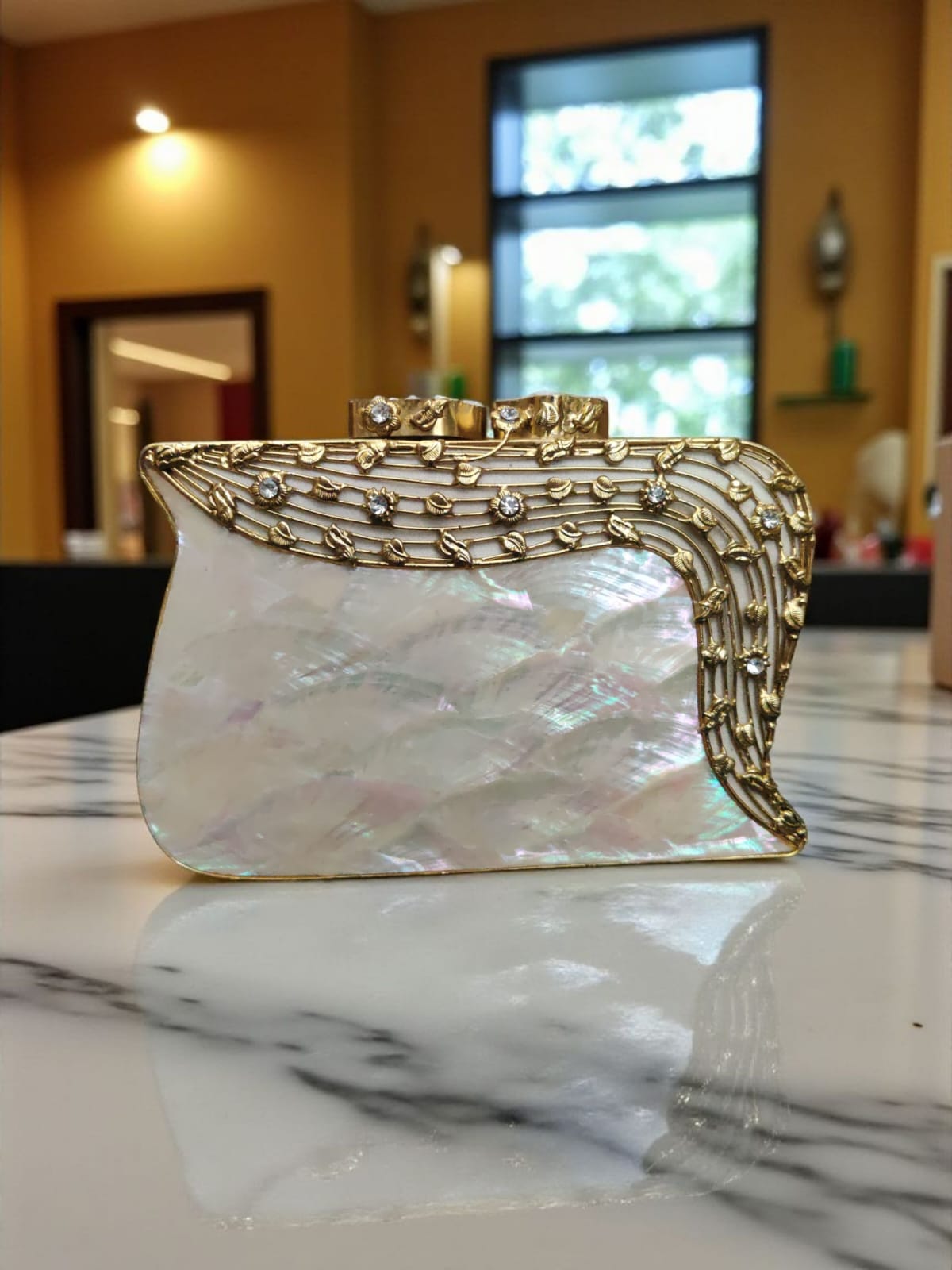 Brass Mother of pearl Clutch