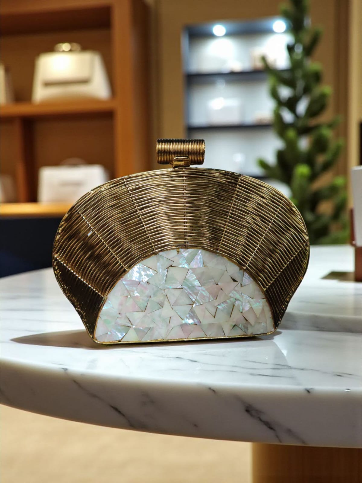 Brass Mother of pearl Clutch