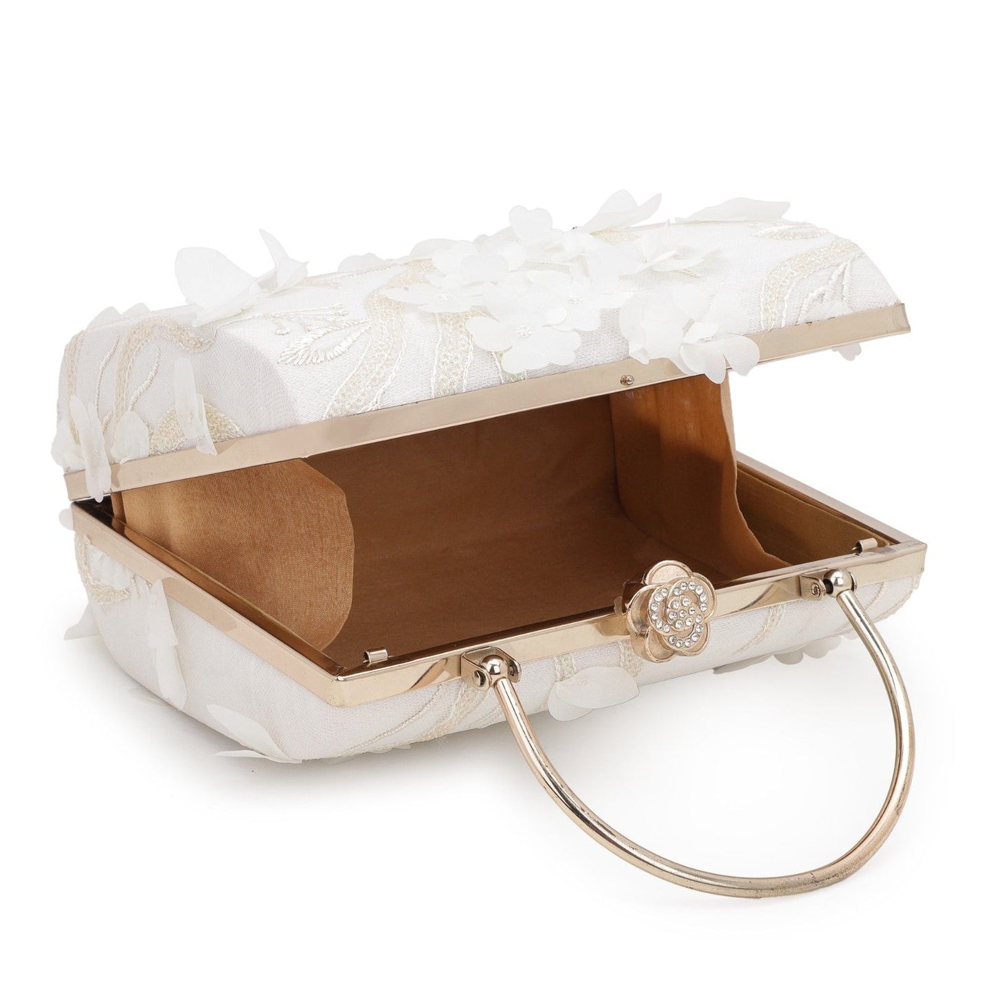 Elegant Floral White 3D Clutch Bag | Bridal & Evening Party Wear
