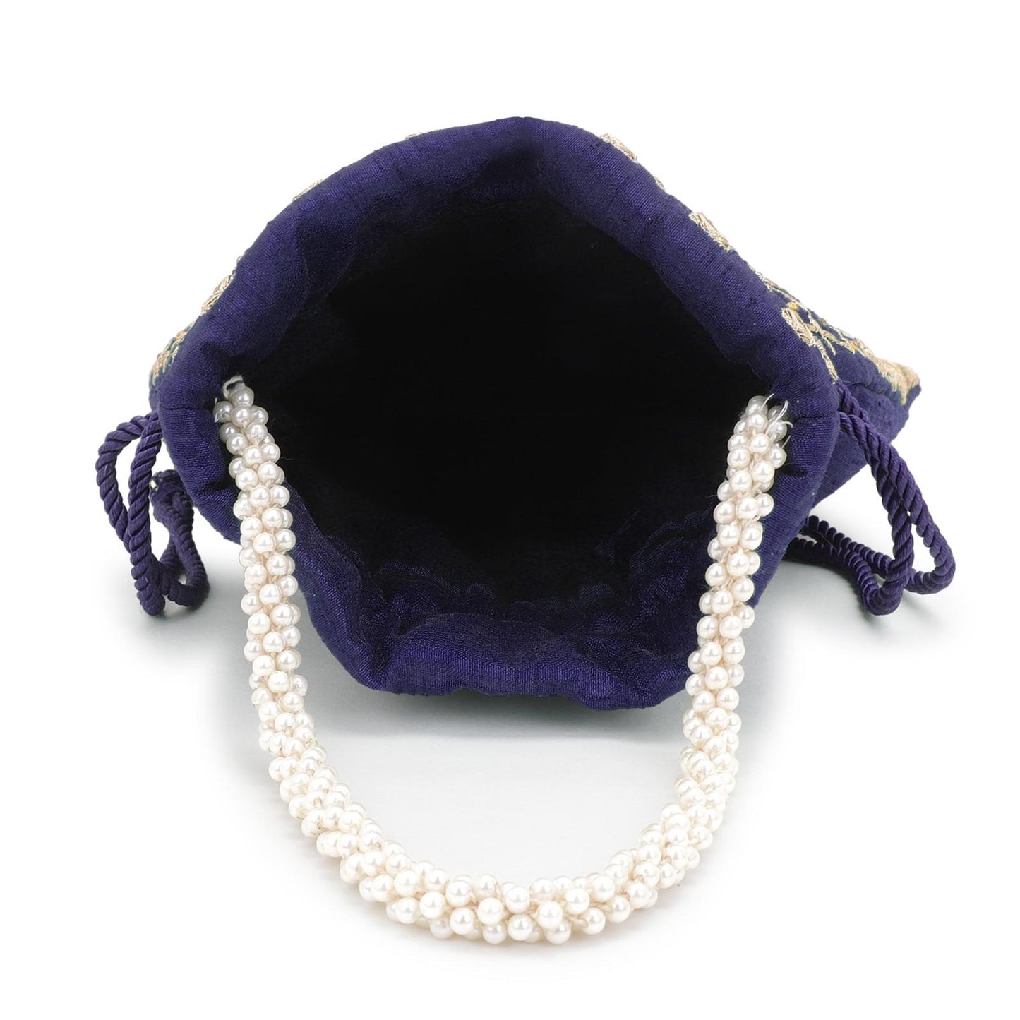 Designer Blue Silk Embroidery Wedding Potli Bag