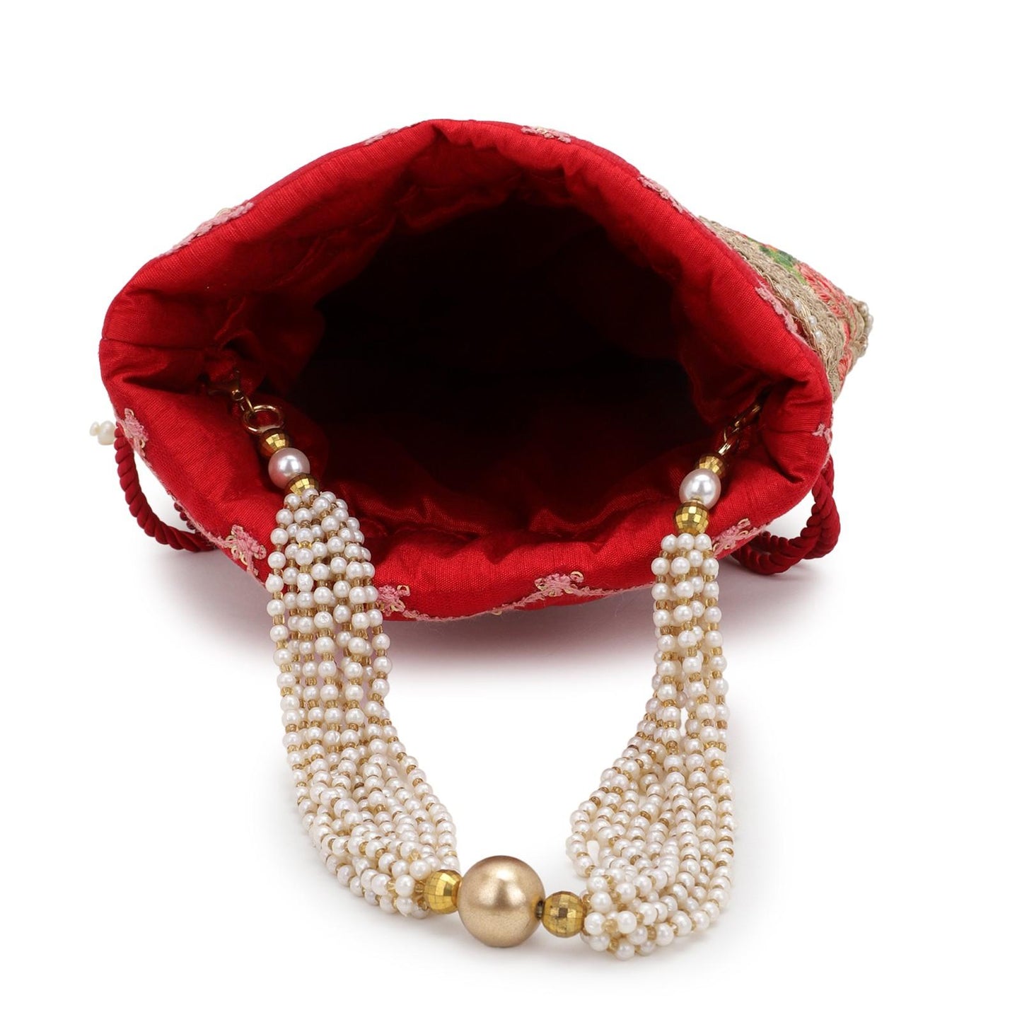 Designer Red Embroidery Party Festive Potli Bag