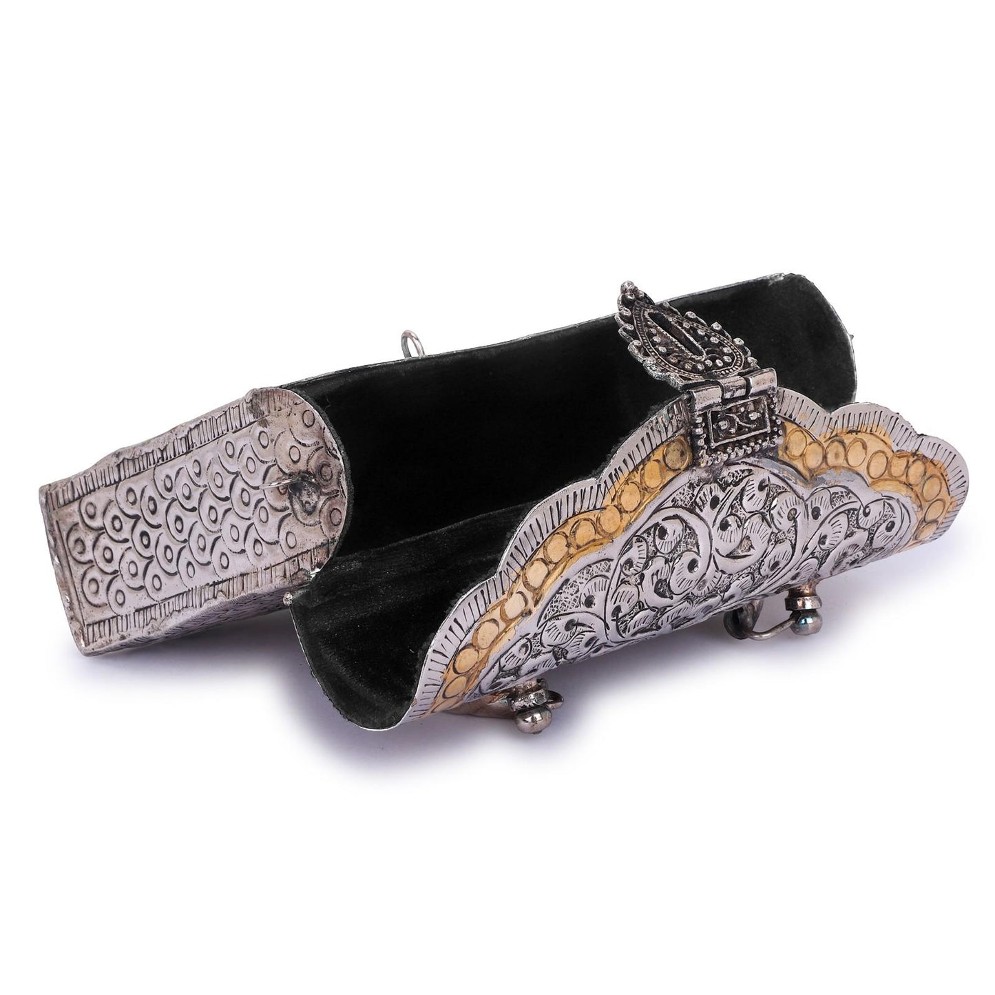 Vintage Gold Silver Brass Metal Party Clutch Bag