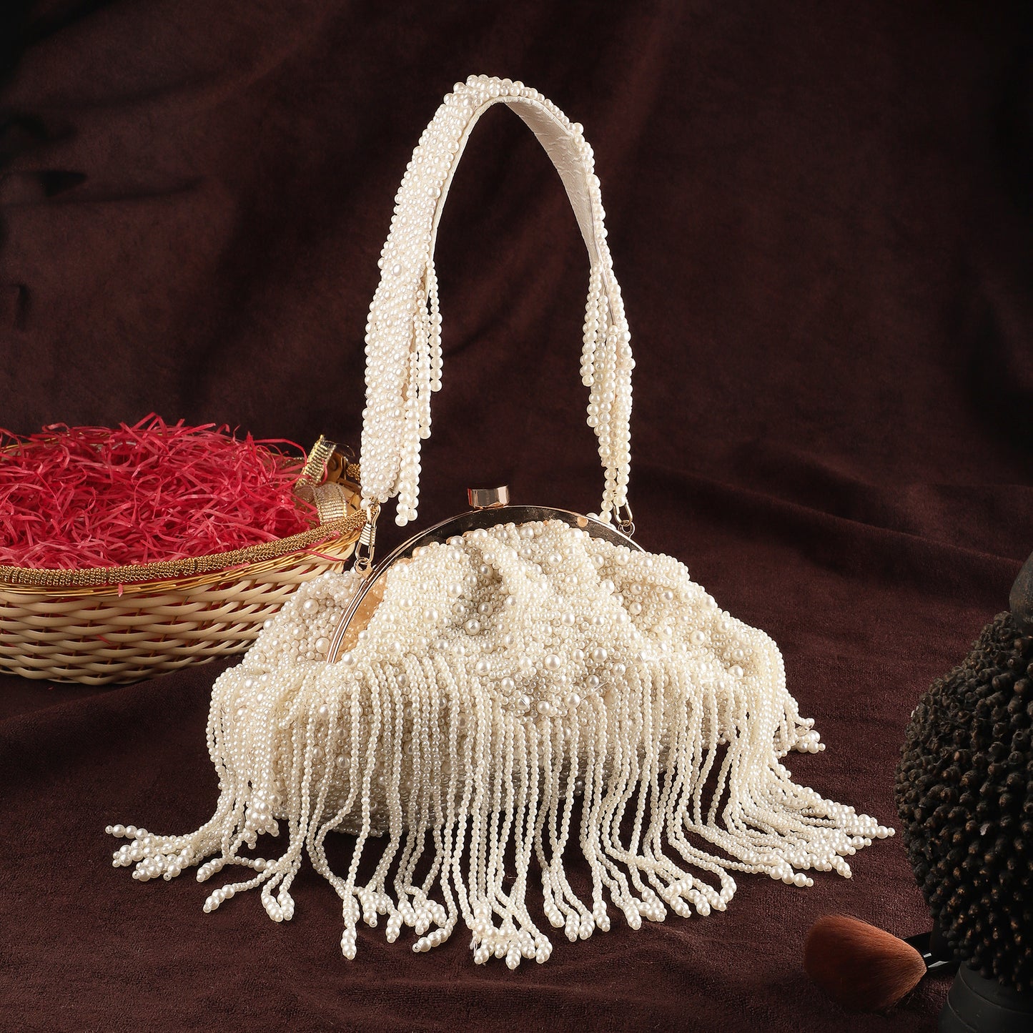 Long Tassel Embroidery Soft Pouch Bag