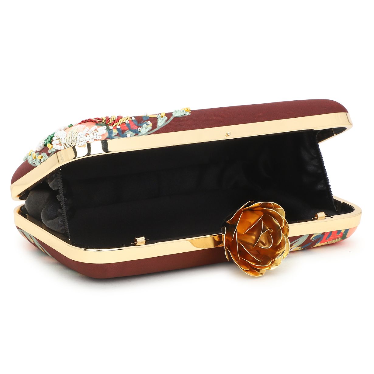 Customised Brown Name Embroidery Highlight Party Clutch