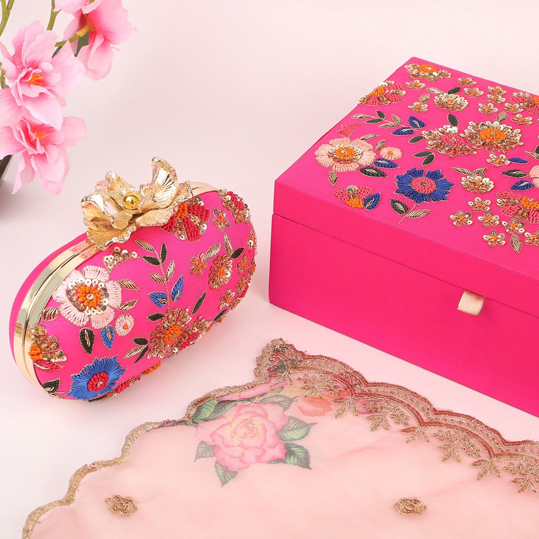 Wedding Trousseau Jewelry Box & Clutch Combo Gift Set