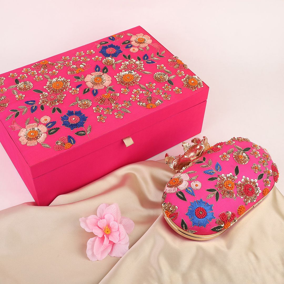Wedding Trousseau Jewelry Box & Clutch Combo Gift Set