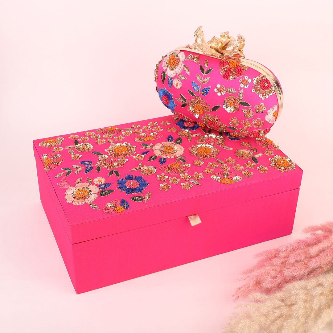 Wedding Trousseau Jewelry Box & Clutch Combo Gift Set