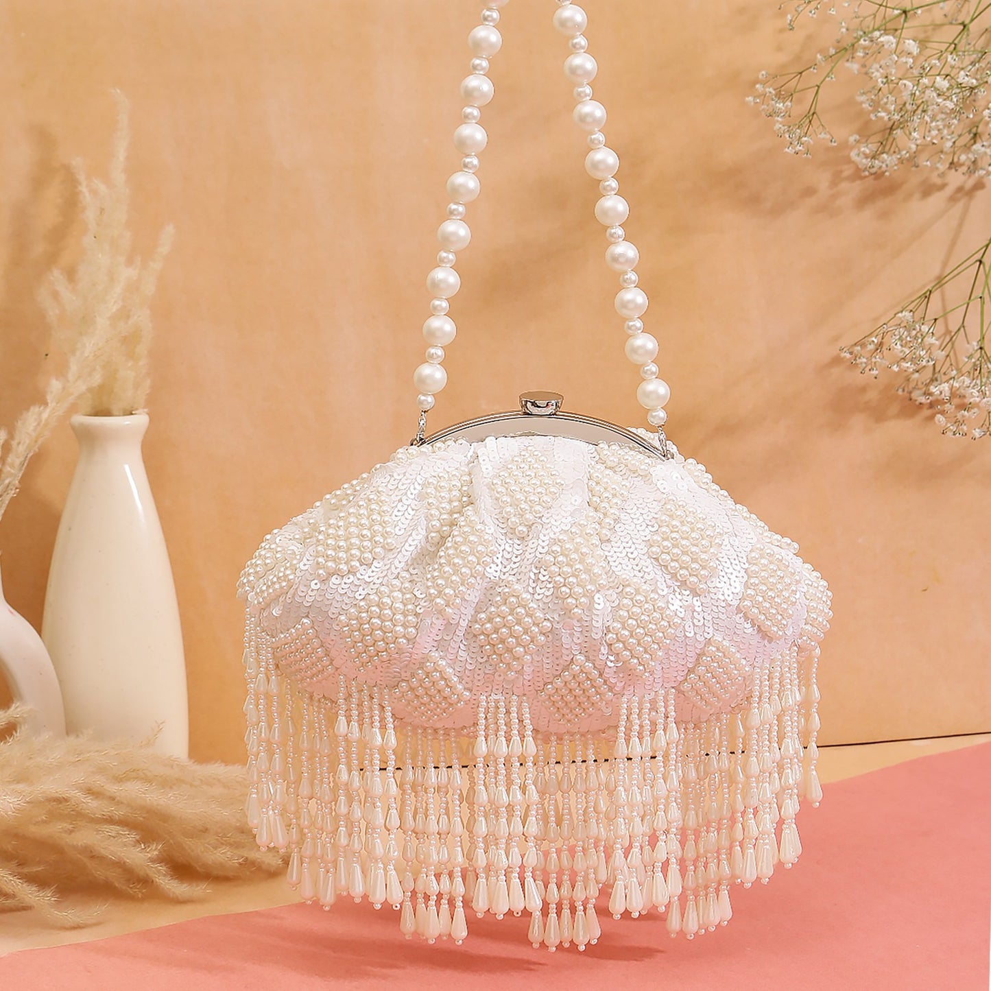 Long Tassel Embroidery Soft Pouch Bag