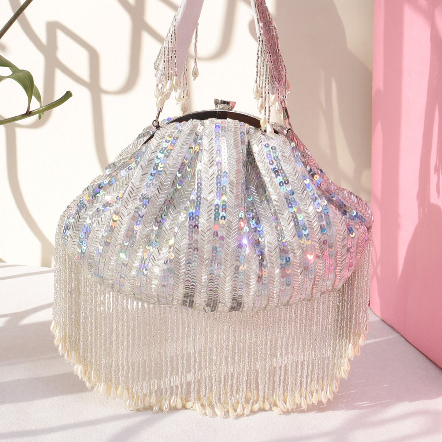 Long Tassel Embroidery Soft Pouch Bag