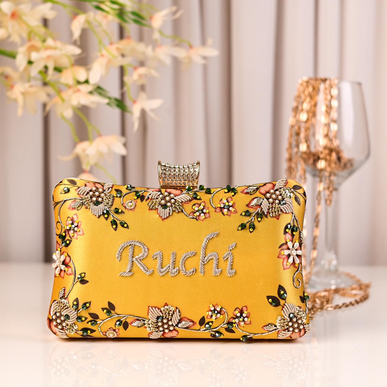 Customised Party Yellow Sling Clutch Bag for Women