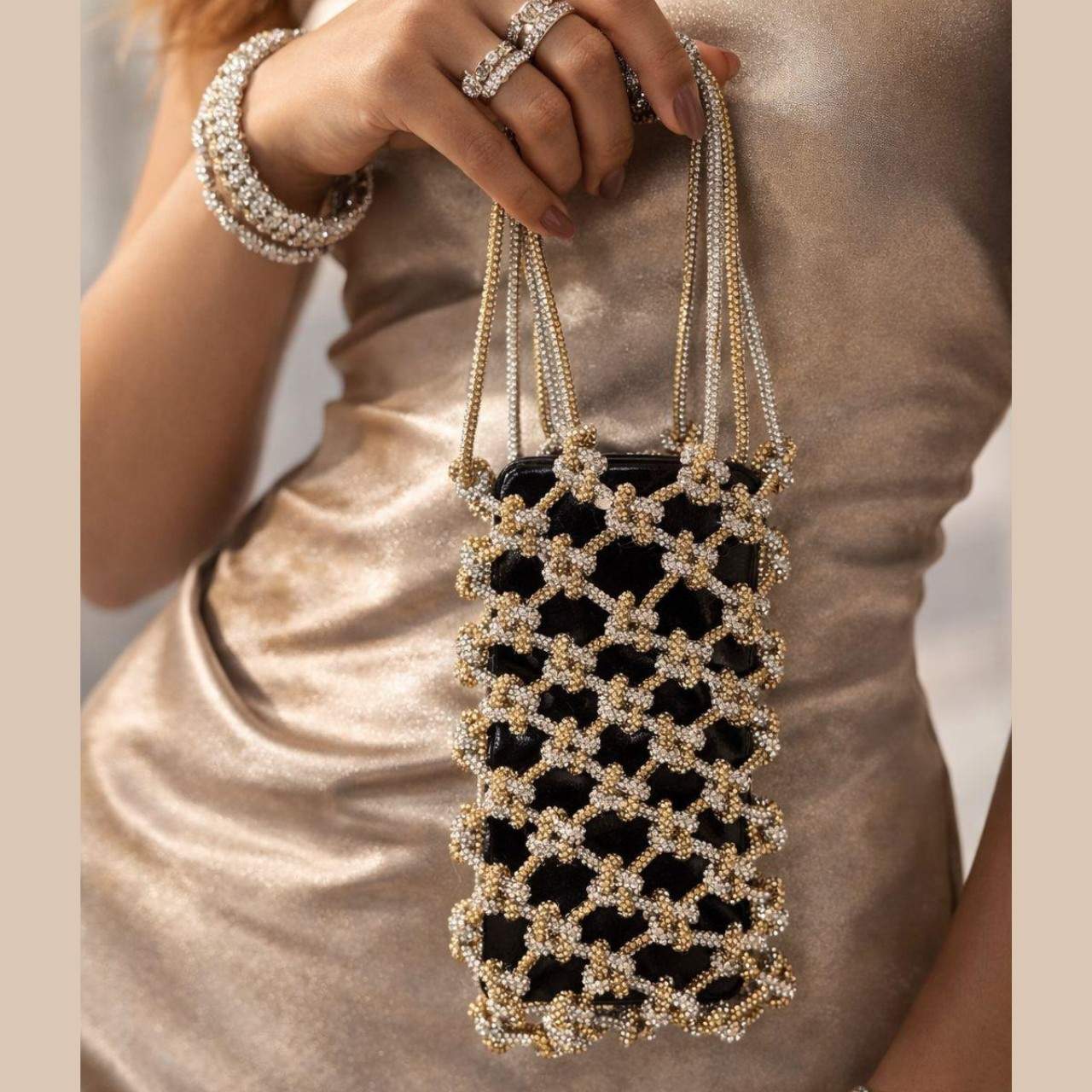 Knotted Macrame Party Mobile Carry Bag