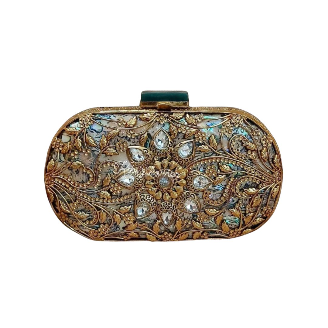 Brass Mother of Pearl Clutch