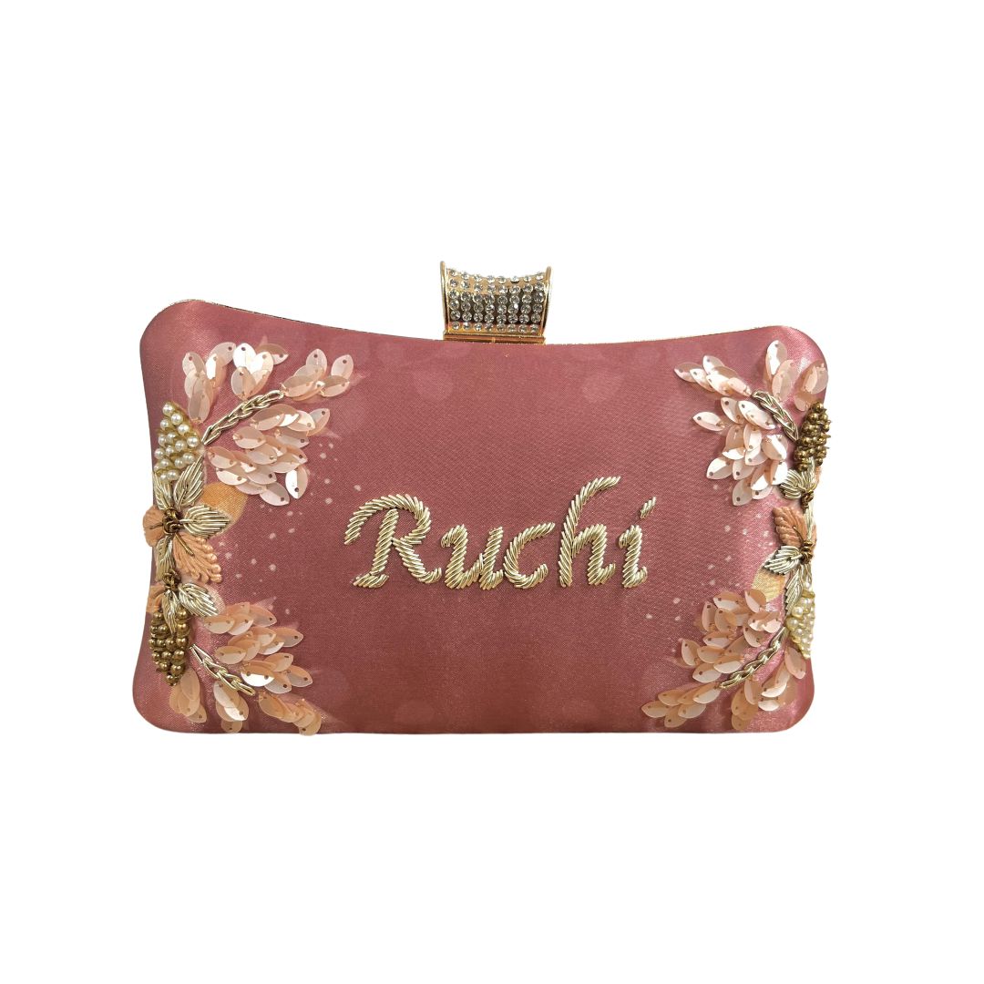 Customised Name Highlight Embroidery Party Clutch for Woman