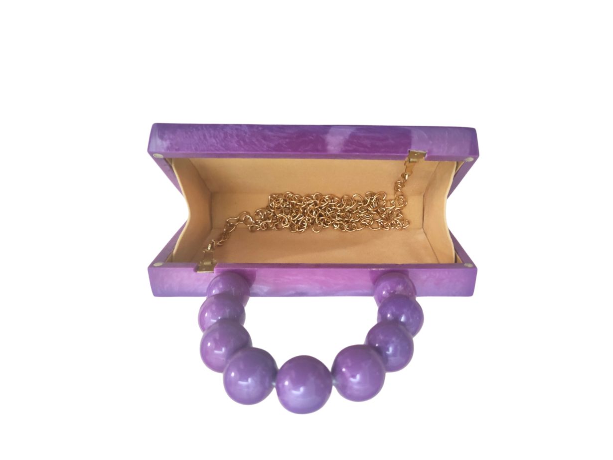 Acrylic Ball Purple Handle Party Name Clutch