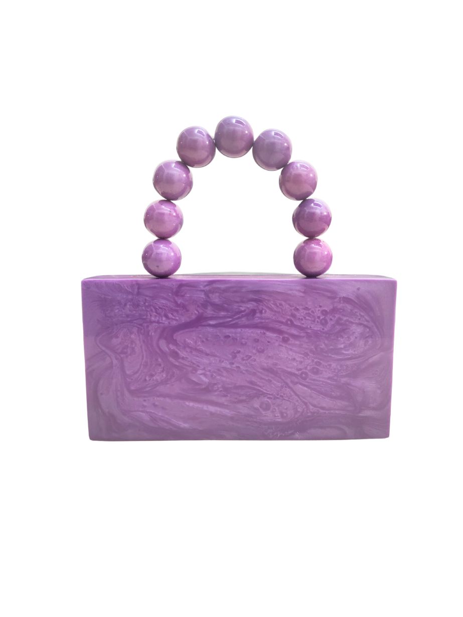 Acrylic Ball Purple Handle Party Name Clutch